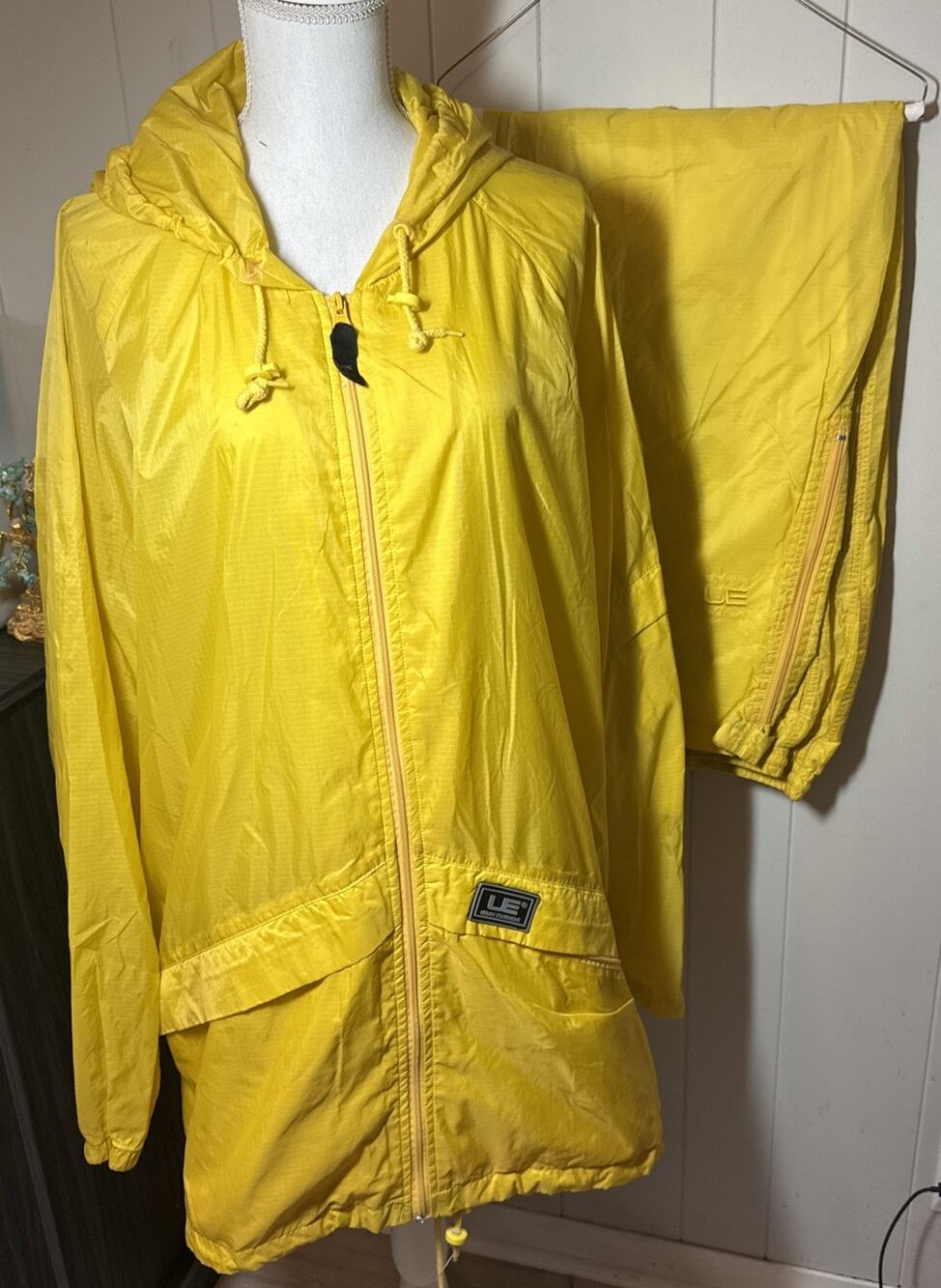 VTG Urban Equipment Water-Pruf Rain Hooded Jacket Pants Set 2XB Yellow XX